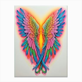 Neon Angel Wings Canvas Print