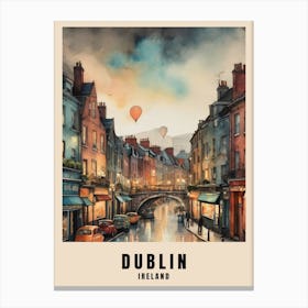 Dublin City Ireland Travel Poster (2) Canvas Print
