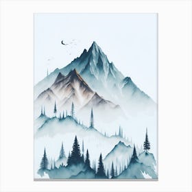 Mountain And Forest In Minimalist Watercolor Vertical Composition 214 Canvas Print