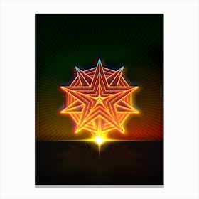 Neon Geometric Glyph in Watermelon Green and Red on Black n.0235 Canvas Print