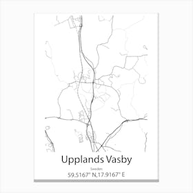 Upplands Vasby,Sweden Minimalist Map Canvas Print