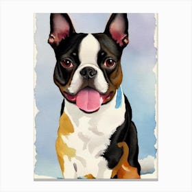 Boston Terrier 5 Watercolour dog Canvas Print
