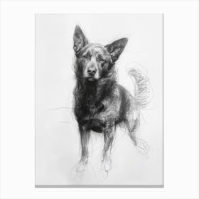 Norwegian Buhund Dog Charcoal Line 3 Canvas Print