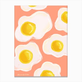 Fried Eggs Coral Canvas Print