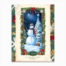 William Morris Christmas Snowman Canvas Print