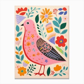 Pink Scandi Dove 4 Canvas Print