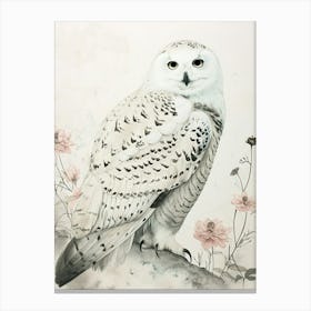 Snowy Owl Japanese Painting 2 Canvas Print