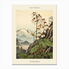 Yukiyanagi Snowdrop Japanese Botanical Illustration Poster Canvas Print