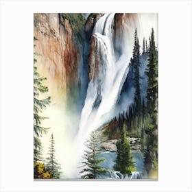 Takakkaw Falls, Canada Water Colour  (2) Canvas Print