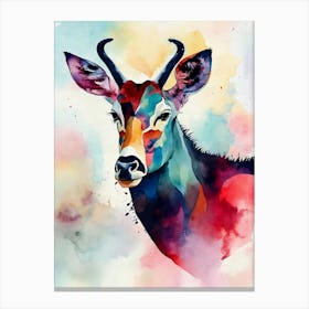 Antelope Watercolor Painting Canvas Print