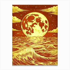 Moon and Ocean Waves 1 Canvas Print