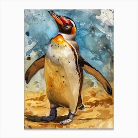 Humboldt Penguin Cooper Bay Watercolour Painting 3 Canvas Print