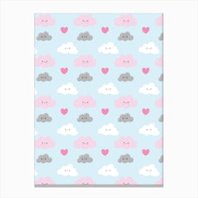 Happy Clouds Pattern Canvas Print