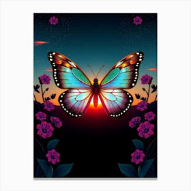 Butterfly In The Sunset Canvas Print