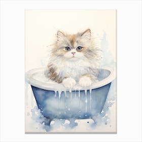 Ragdoll Cat In Bathtub Bathroom 1 Canvas Print