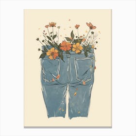 Botanical Denim Trousers Canvas Print