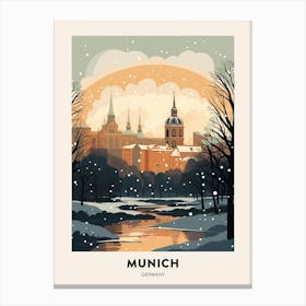 Winter Night  Travel Poster Munich Germany 1 Canvas Print