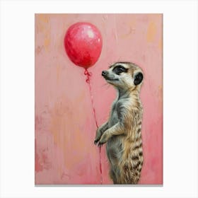 Cute Meerkat 2 With Balloon Canvas Print