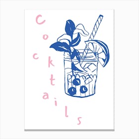 Cocktails White Canvas Print