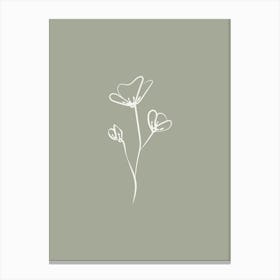 Line Art Flower 1 - Sage Green Canvas Print