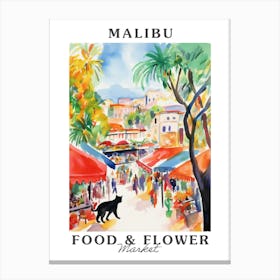 Food Market With Cats In Malibu 4 Poster Canvas Print