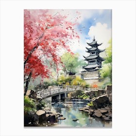 Yuyuan Garden China Watercolour 3 Canvas Print