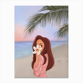 Sunset Beach Girl Canvas Print