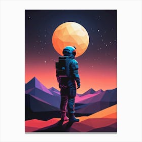 Low Poly Astronaut Minimalist Sunset (62) Canvas Print