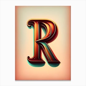 R, Letter, Alphabet Retro Drawing 3 Canvas Print
