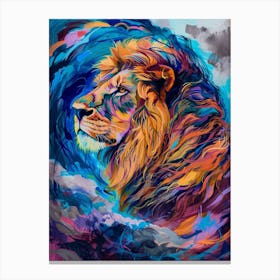 Masai Lion Facing A Storm Fauvist Painting 3 Canvas Print