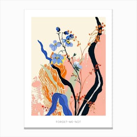 Colourful Flower Illustration Poster Forget Me Not 1 Canvas Print