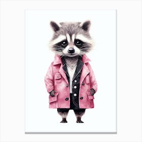 Pink Raccoon Illustration 1 Canvas Print