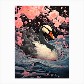 Swan In Water Canvas Print