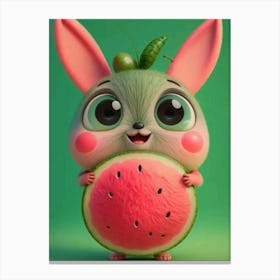 Watermelon Bunny- kids Canvas Print