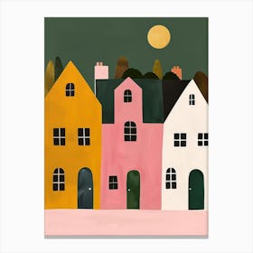 Houses At Night Canvas Print