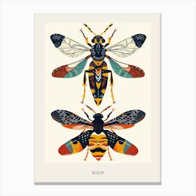 Colourful Insect Illustration Wasp 2 Poster Canvas Print