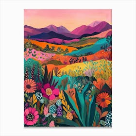 Colorful Landscape With Mountain and Flowers 4 Canvas Print