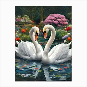 Two Swans In Love Canvas Print