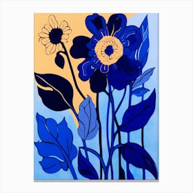 Blue Flower Illustration Sunflower 2 Canvas Print