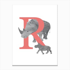 R For Rhino Canvas Print