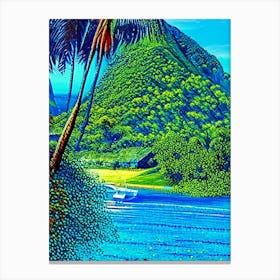Huahine French Polynesia Pointillism Style Tropical Destination Canvas Print