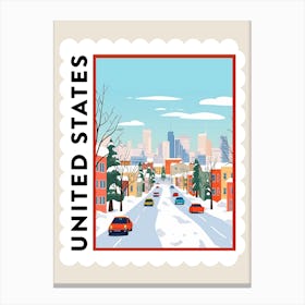 Retro Winter Stamp Poster Chicago United States Canvas Print