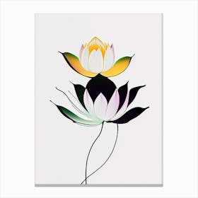 Double Lotus Abstract Line Drawing 2 Canvas Print