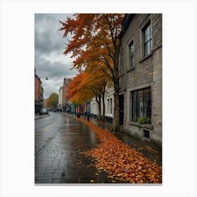 Autumn Leaves On A City Street Canvas Print