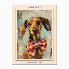 Kitsch Portrait Of A Dachshund In A Bow Tie 1 Poster Canvas Print