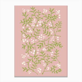 Twigs with berries [pale pink] Canvas Print