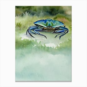 Blue Crab Storybook Watercolour Canvas Print