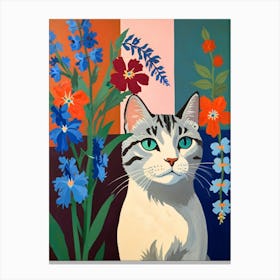 Cat With Flowers 4 Canvas Print