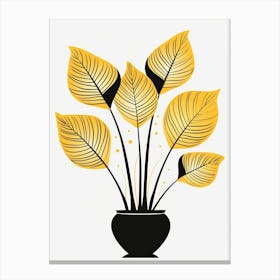 Yellow Leaves In A Vase Canvas Print