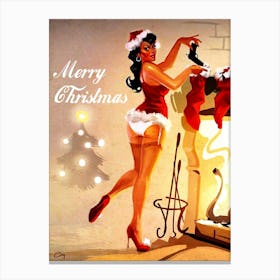 Pinup Sexy Girl Making Your Wish Comes True Canvas Print